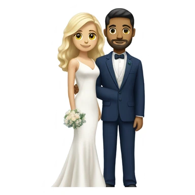 Puerto rican beard short hair with navy blue suit marrying  with blond long hair girl sticker