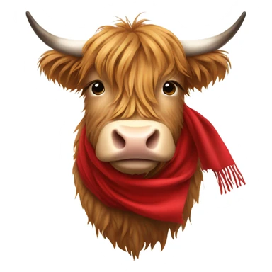 Highland cow wearing a red scarf sticker