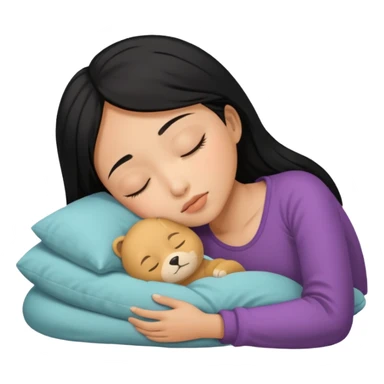Black haired, tan-skinned Asian girl sleeping alone  sticker