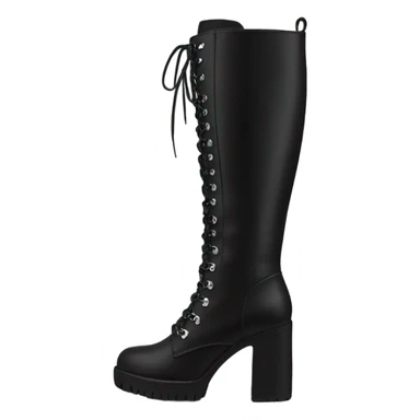 black knee high chunky heel boots sticker