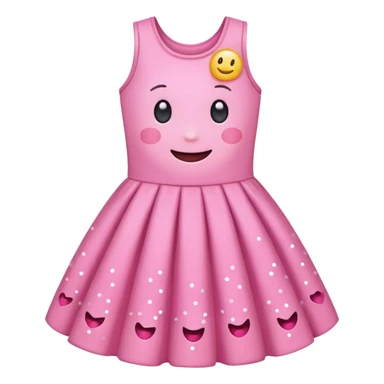 cute kawaii dress with happy smiling face and sparkles emoji style sticker