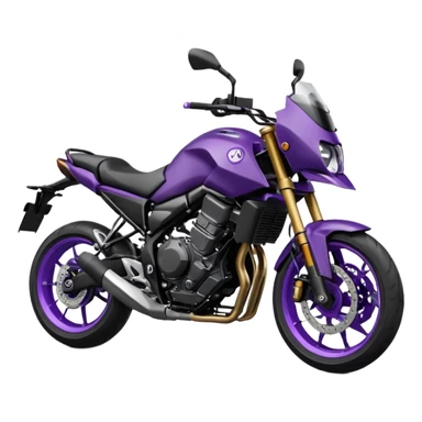 Créer un emoji copiable sur mon système iOS avec une moto mt07 noir mate / violet plus foncé que tu as et iridescent. le style de la mt07 doit être en sport. sticker