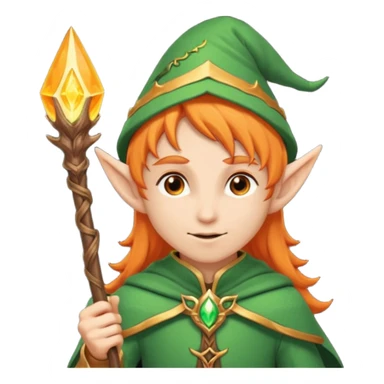 Orange Haired Elf, Mage elf with glowing orange staff sticker