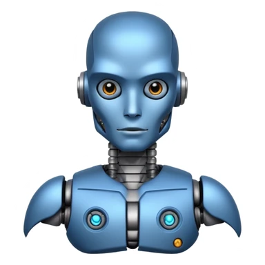 blue Tatooed robot, big many tatooes on chest, neck and face sticker