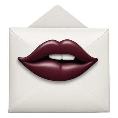 White envalope sealed with a burgundy lipstick kiss sticker