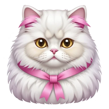 A Persian Cat Neck Wearing a pink ribbon sticker