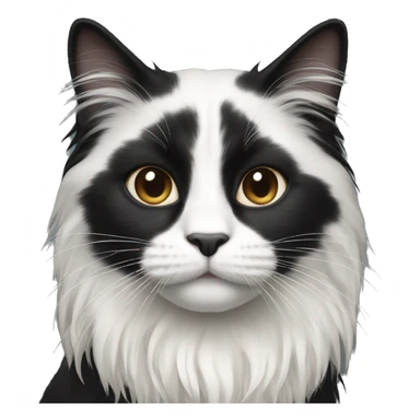 black and white cat long haired sticker