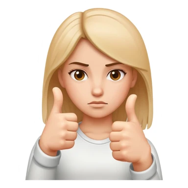 girl showing thumbs down sticker