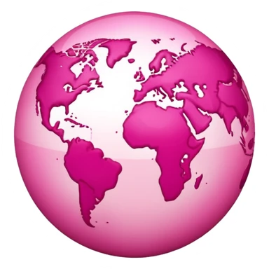 stylized earth emoji in hot pink and light pink, apple emoji style sticker