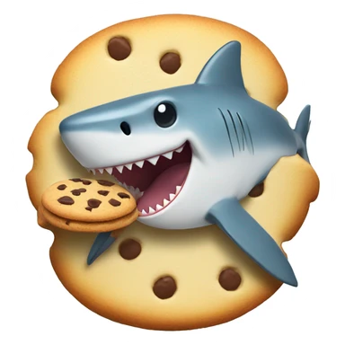 shark hugging a cookie sticker