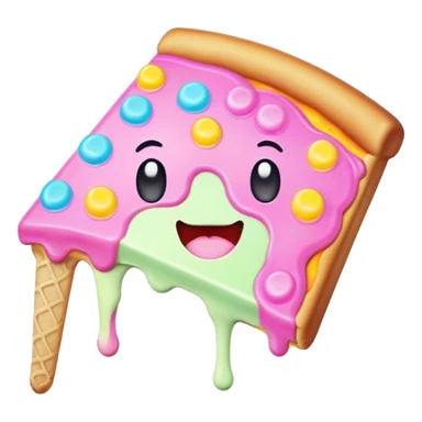 Melted neon kawaii pastel ice cream pizza slice sticker