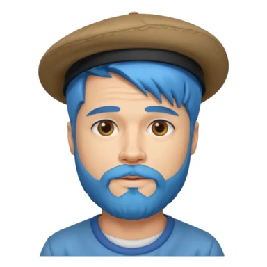 brad pitt, blue hair, hat, beard sticker
