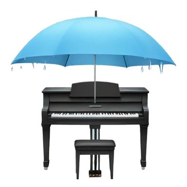 Umbrella with rain over a light blue piano  sticker