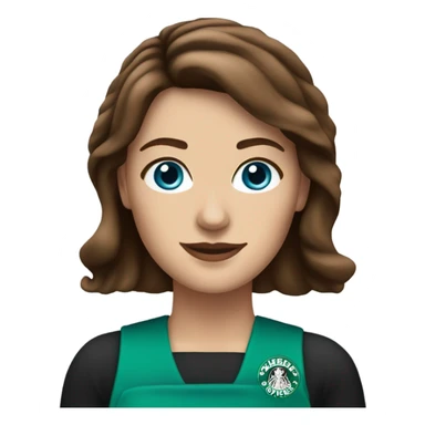 white female starbucks barista with brown hair and blue eyes sticker