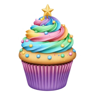 Rainbow starry cupcake sticker