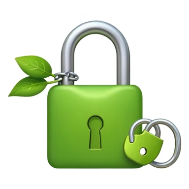 A seed germinating with a sprout sticking out of it in the shape of a pad lock with the seed being the body of the padlock and the sprout being the shackle of the padlock. sticker