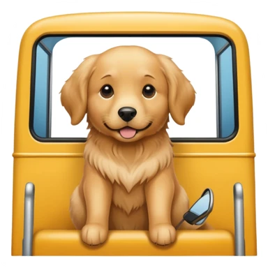 Golden retriever dog on a bus sticker