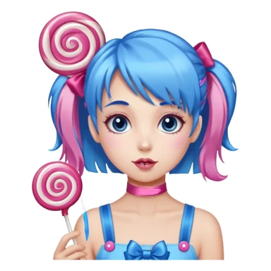 candy girl from candyland blue pink mixed candy hair with ribbon and  sticker