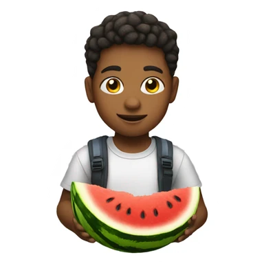 Kid with watermelon and chicken  sticker