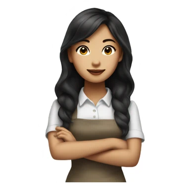 Beautiful asian young girl starbucks barista sticker