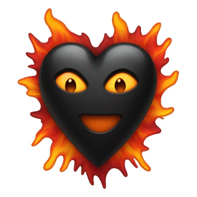 black heart with flames sticker