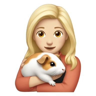 Blonde Woman hugging a guineapig sticker
