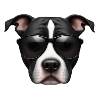 Black Staffordshire bull terrier in sunglasses sticker
