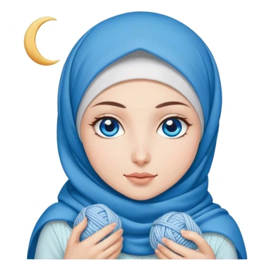 Turkish beautiful finish Konya girl blue eyes with moon hijab does knitting  sticker