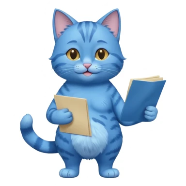 blue smiling cat with full body with note and no clothes sticker