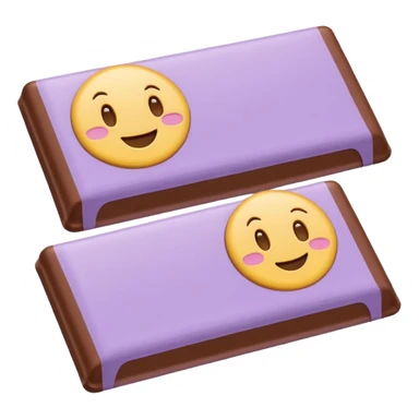 emoji style flat illustration, pastel lilac Milka chocolate bar, beige pink yellow accent tones, light grain, no background, pinterest sticker aesthetic sticker