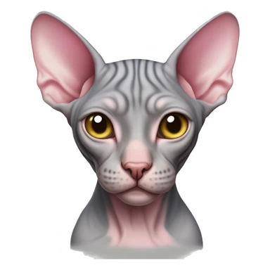 gray hairless sphynx cat with pink spots, very fat and with a pink side on one side of the head sticker