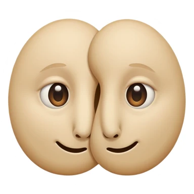 Two beige circles squished together , with a single long nose  sticker