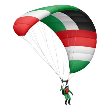 a palestinian flag with a paraglider, respect scrupulously the correct shapes and colours of the palestinian flag, try again sticker