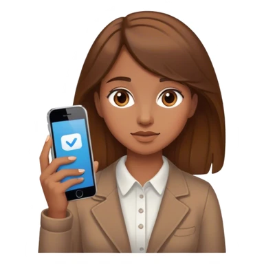 brown-haired girl with phone sticker
