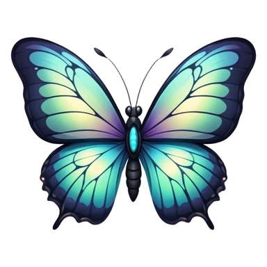 Dark, glowing, bio-luminescent butterfly sticker
