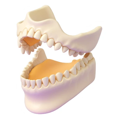 A human jawbone in a minimalist 3D style, focusing on the basic shapes and structure. sticker