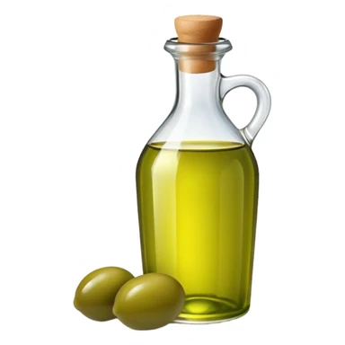 Bottle of olive oil with green olives sticker
