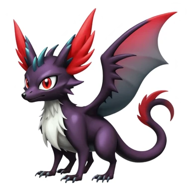 Shiny Noibat-Noivern-Mightyena-Silvally-Fakémon-hybrid-creature (full body)  sticker