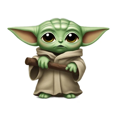 Baby Yoda with hammer and angry expression sticker