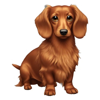 Chunky Miniature red long haired dachshund whole body scruffy sticker
