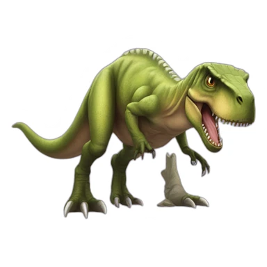 t-rex with an ovni sticker