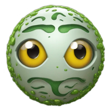 3d sphere with a cartoon Slime skin texture with Eye of Horus sticker