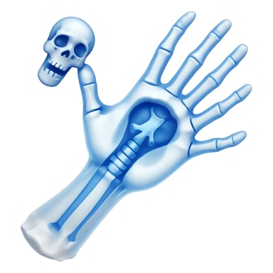3D render of Broken Bone Cast, X-Ray imaging aesthetic, translucent materials showing internal structure, white plaster cast with a blue ghost overlay showing the break, medical scan style, emoji style, isolated on white background --v 6.0. sticker