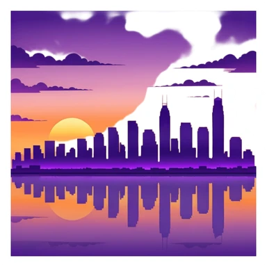 city skyline with sunset sticker