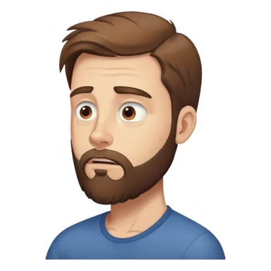 White man with brown hair and beard with anxiety and begging. profile view sticker