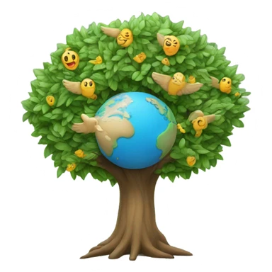 un arbol con cara y alas sticker