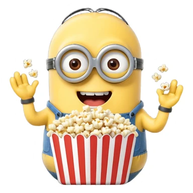 Laughing minion eating popcorn sticker