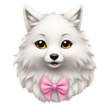 Girl white fox with pink bow in ear cute  sticker