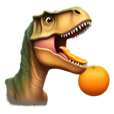 dinosaur eating a orange sticker