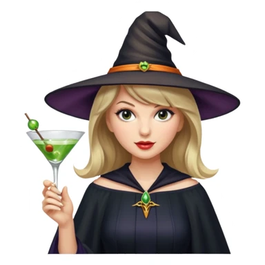 Taylor Swift as a witch with a martini glass sticker